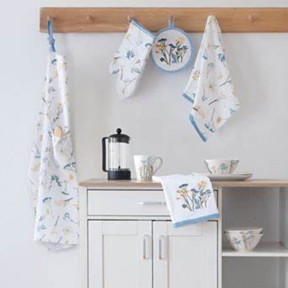 Lenox Wildflowers Printed & Embroidered Kitchen Towels, Set of 2